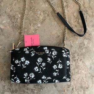 OBO Kate Spade Black and white floral chain crossbody bag